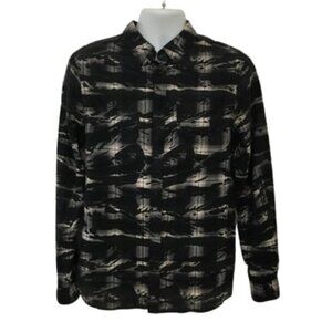 All Saints Bissau Asymmetric Plaid Long Sleeve Shirt